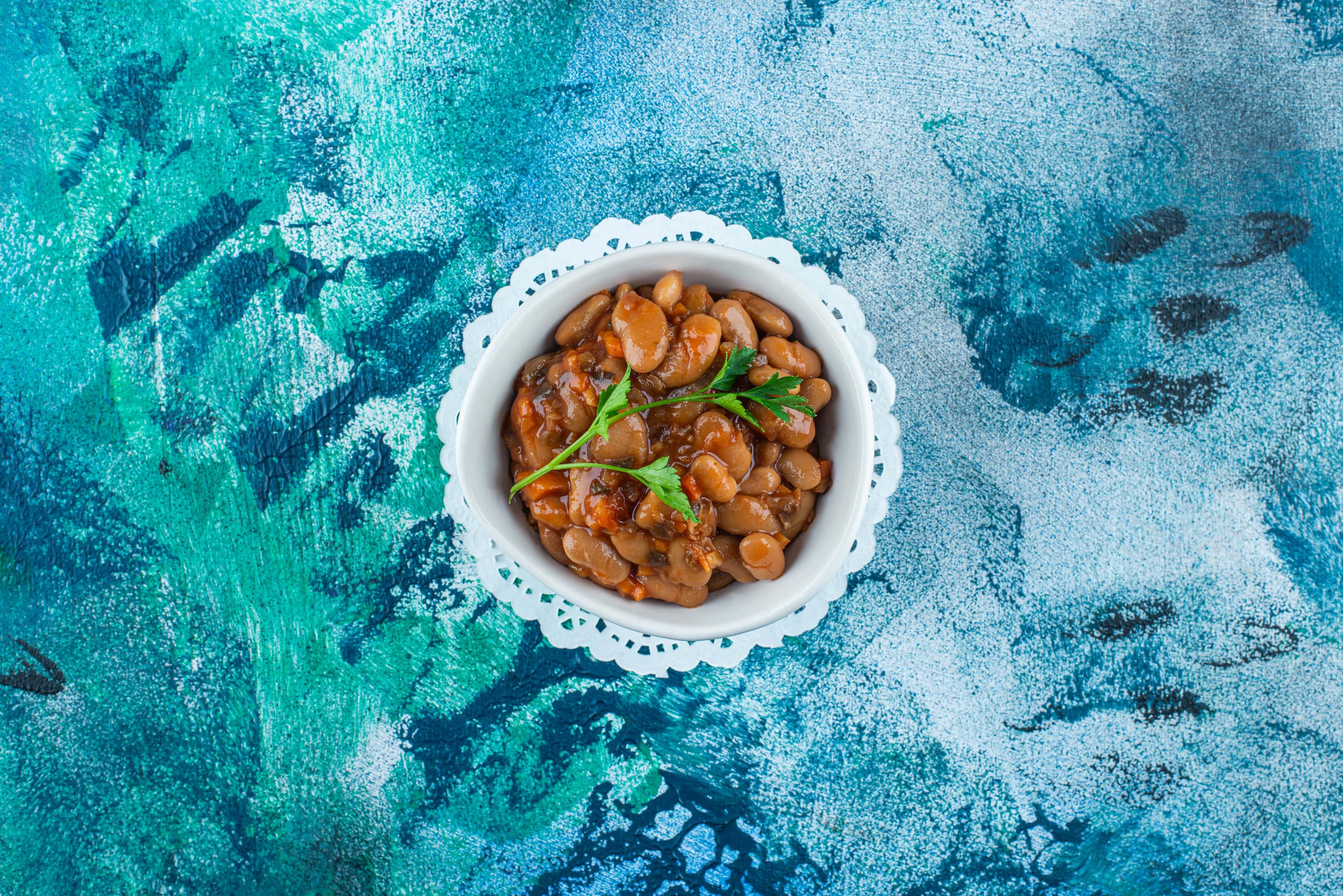 A bowl of Grandma Brown's baked beans recipe