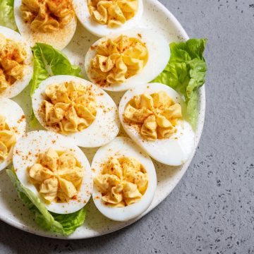 Deviled eggs with lettuce