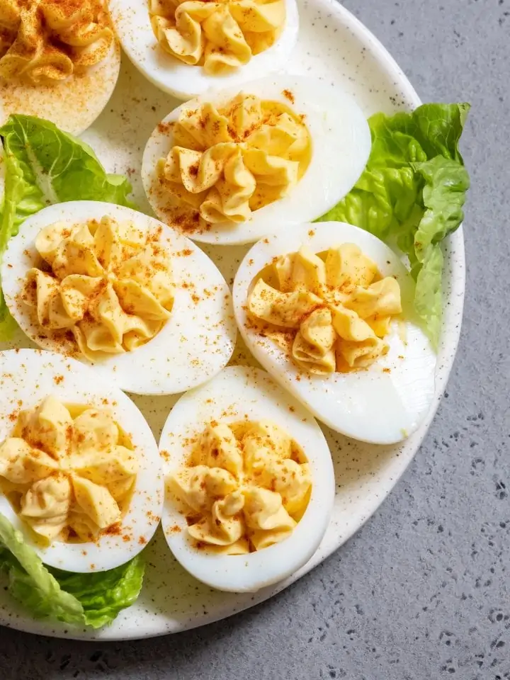 Deviled eggs with lettuce