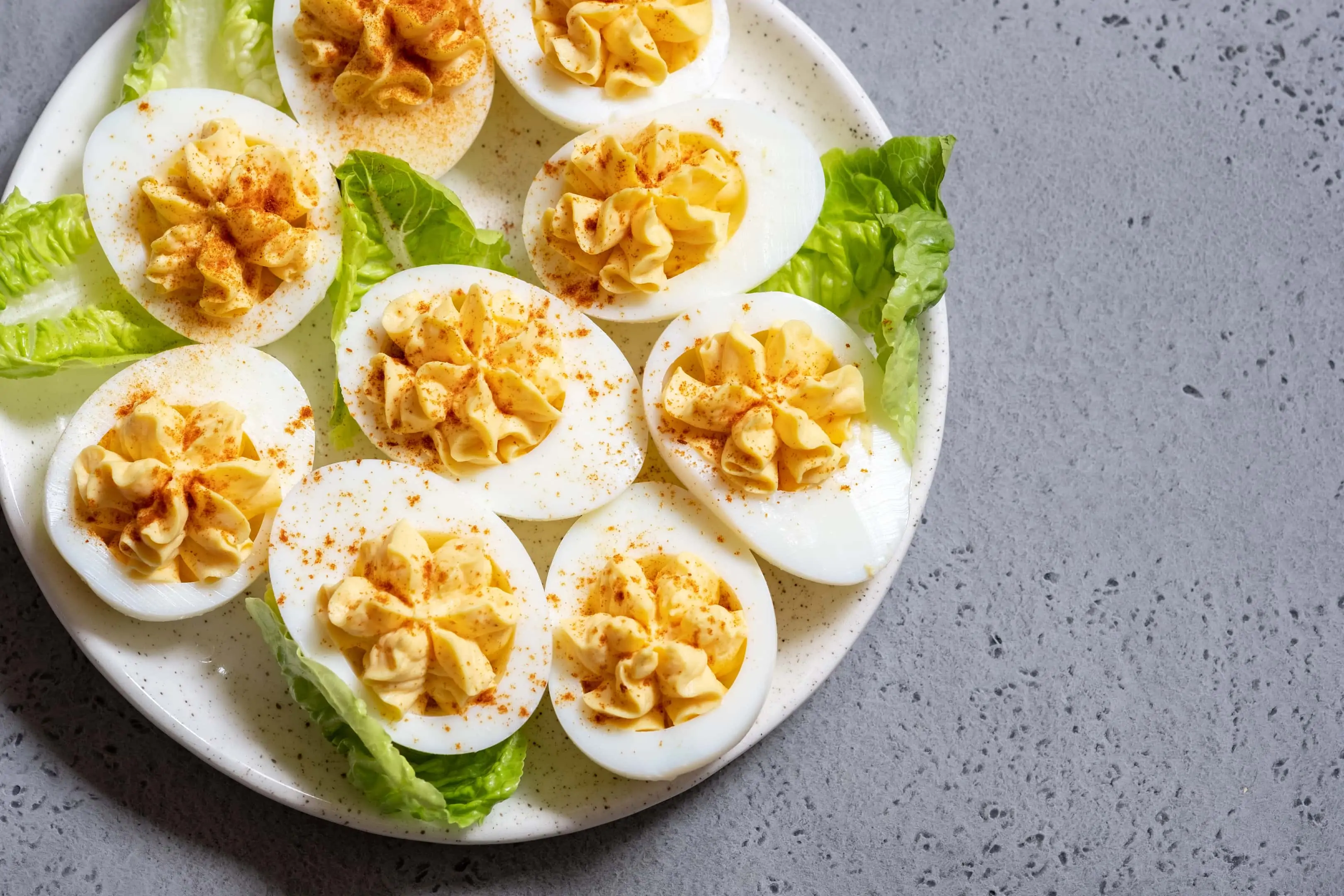 Deviled egg recipe with relish and lettuce