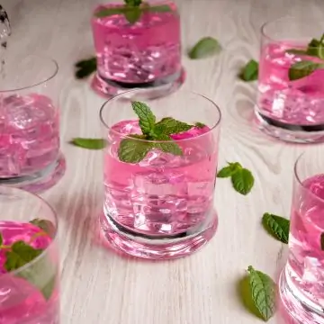 Glasses with Pink Whitney drink