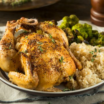 Herby baked Cornish hen