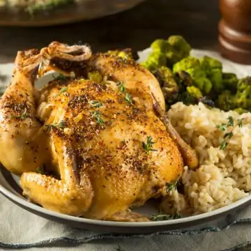 Herby baked Cornish hen