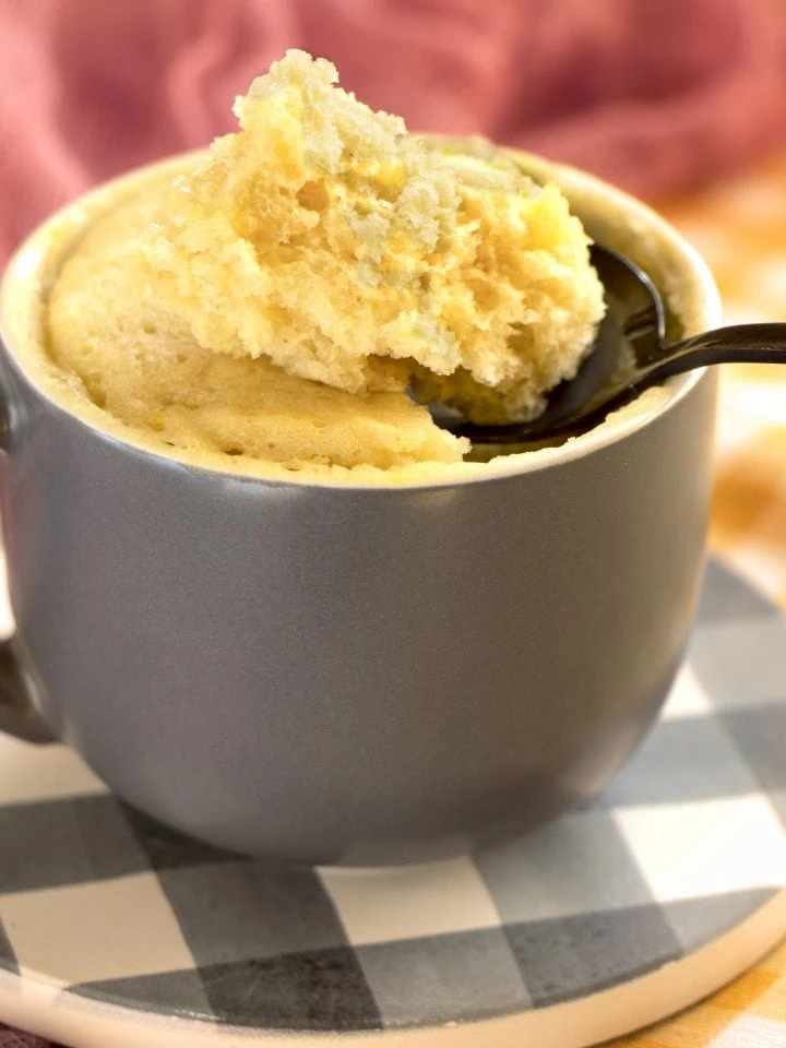 Vanilla cake in a mug for dessert