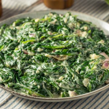Homemade Ruth Chris creamed spinach side dish
