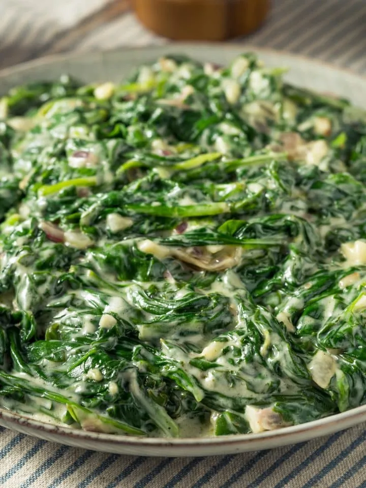 Homemade Ruth Chris creamed spinach side dish