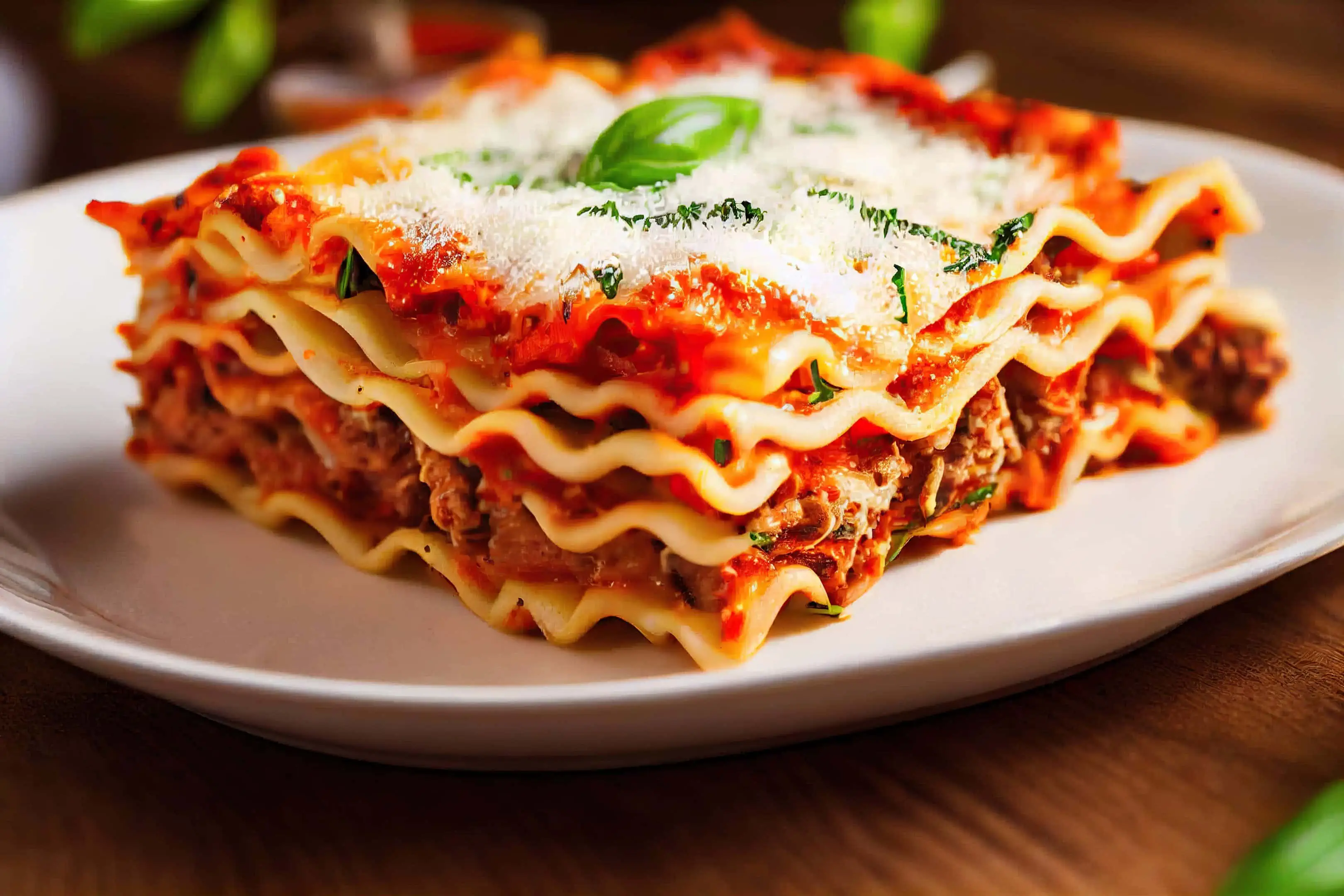 Muellers lasagna recipe with basil and grated parmesan cheese