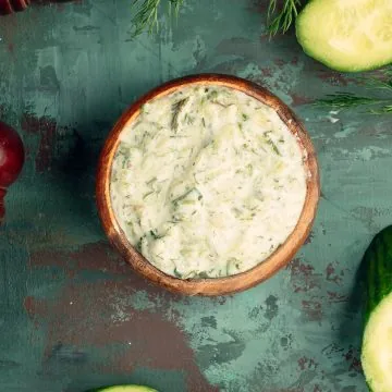 Creamy Top the Tater with herbs and cucumber