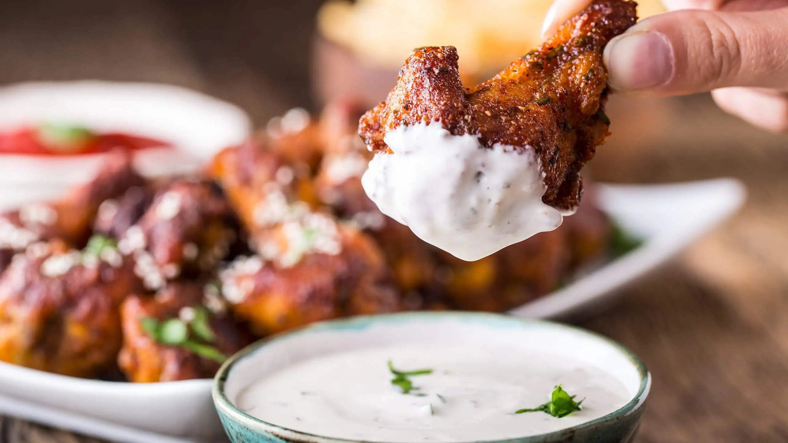 Fried chicken wings with buffalo wild wings ranch