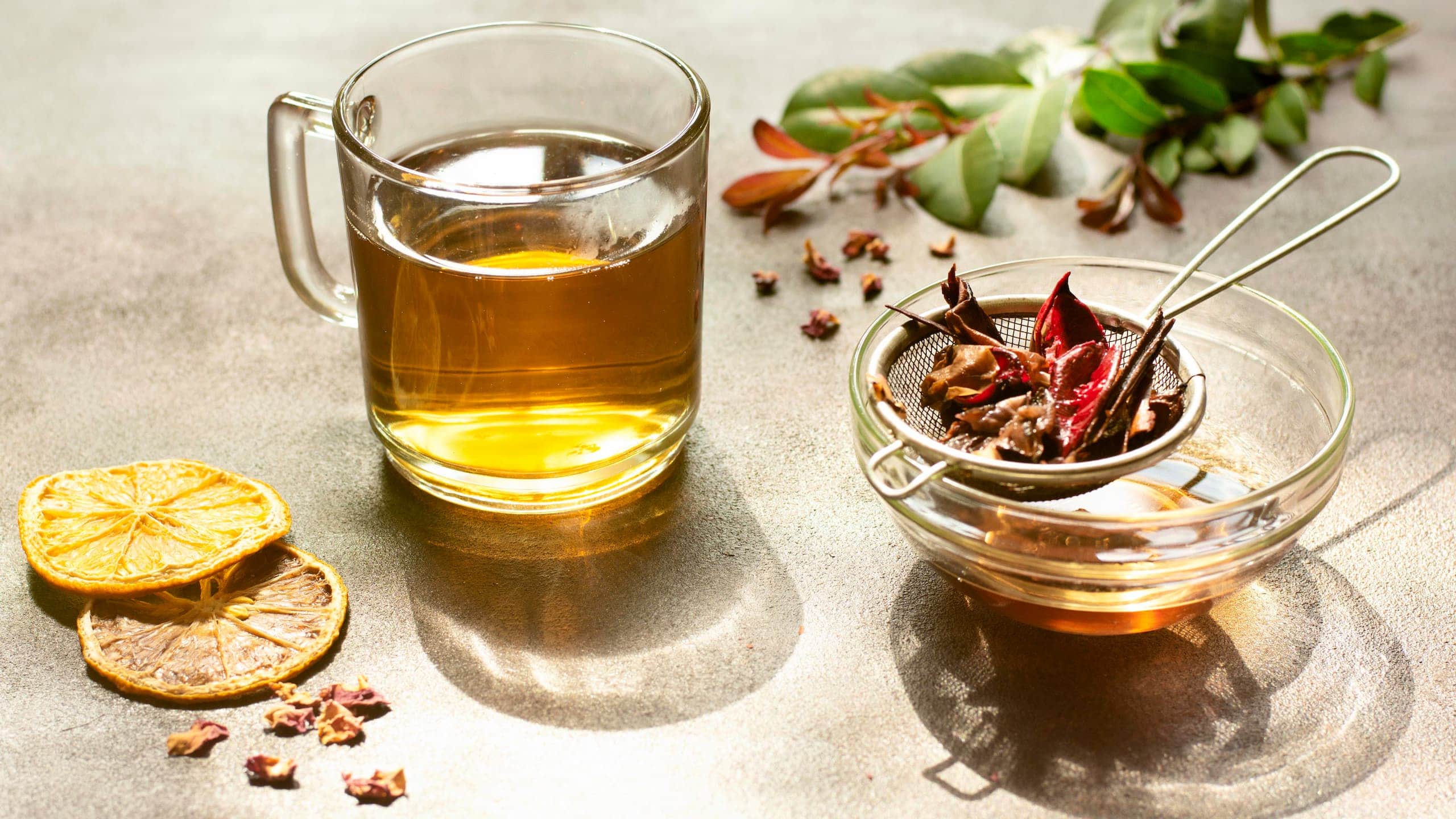 Herbalife tea winter drink with dried lemon and herbs