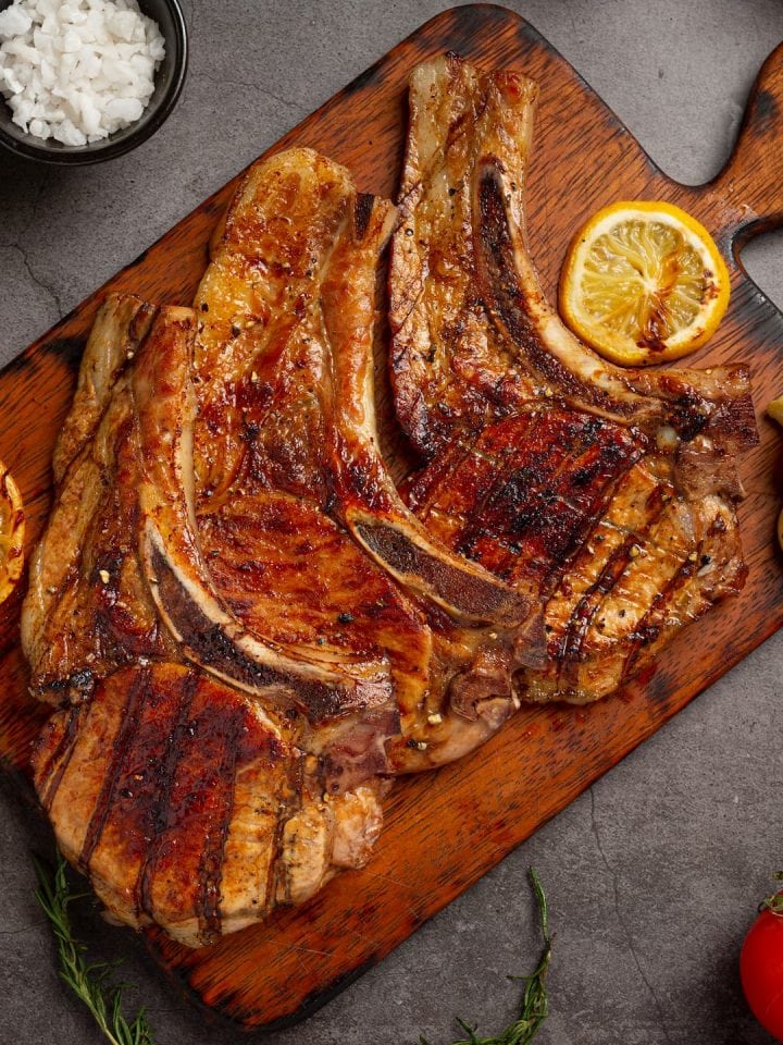 Roasted Perry's pork chop steak