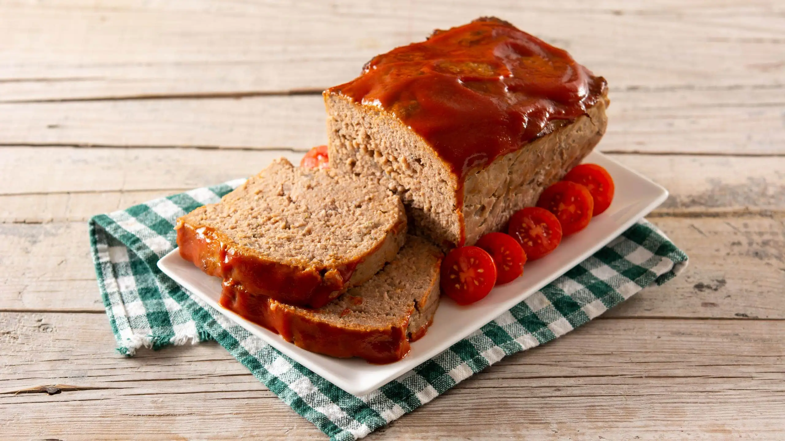Traditional American Brenda Gantt meatloaf with tomato sauce