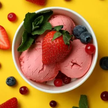 Anabolic ice cream with berries toppings