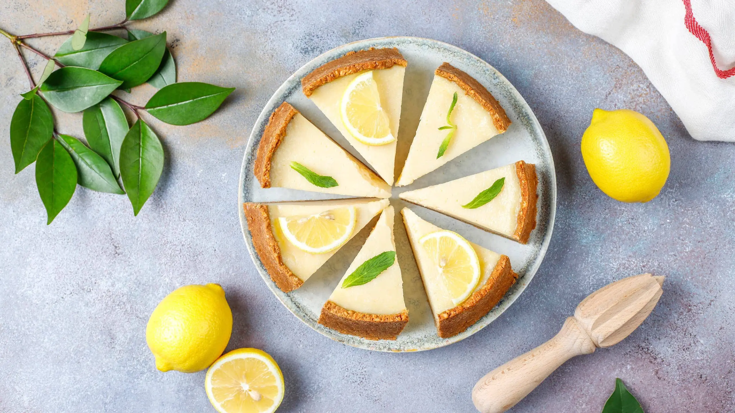 Homemade Kermit's key lime pie with lemon and mint