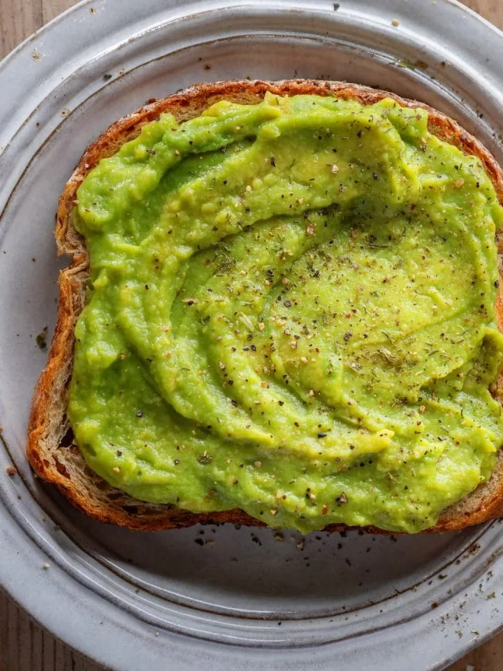 Tasty Dunkin Donuts avocado toast with sliced avocado