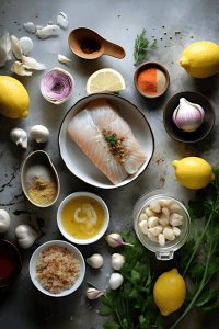 Baked walleye recipe: all the ingredients in separated bowls.