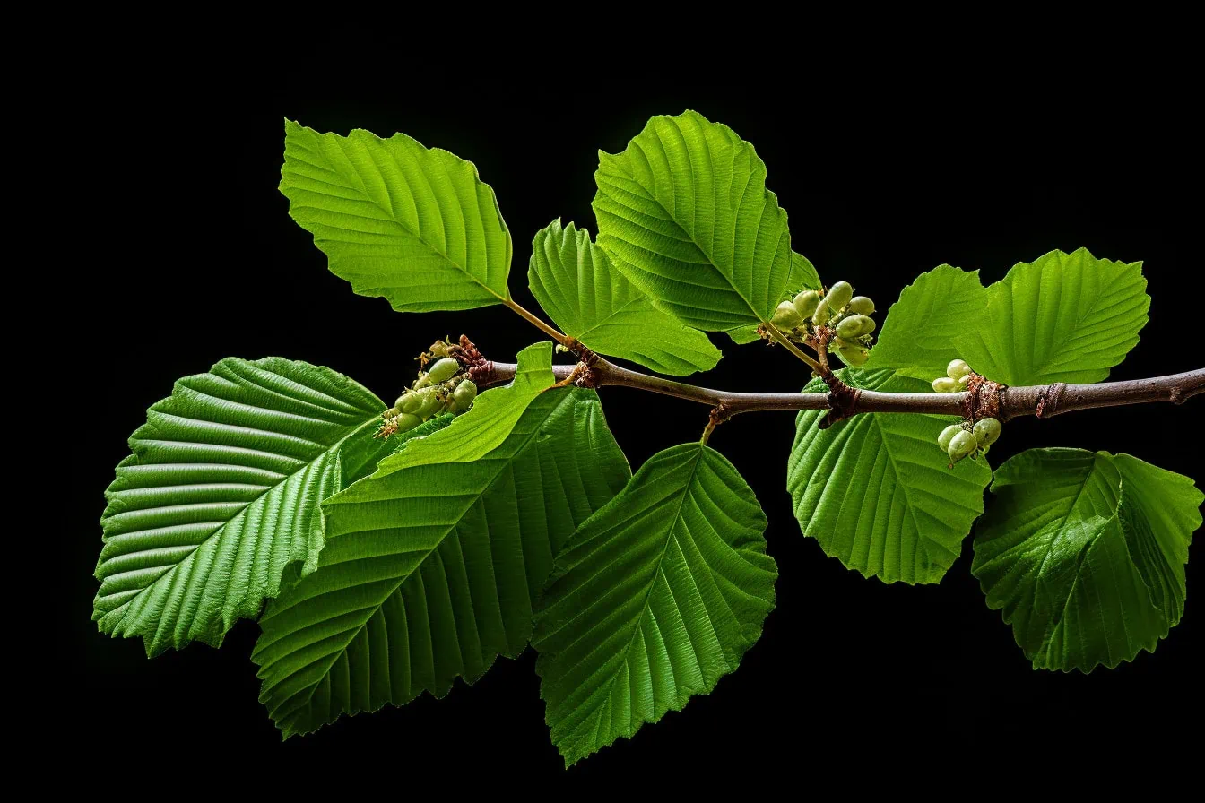 Fagus grandifolia branch and leaves