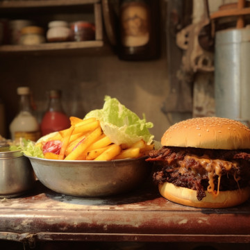 Beyond Meat's burger recipe with fries and cheese