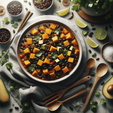 Black bean butternut squash stew, ready to serve