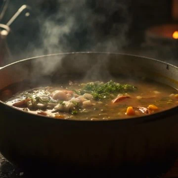Blue Hubbard squash stew in a pot