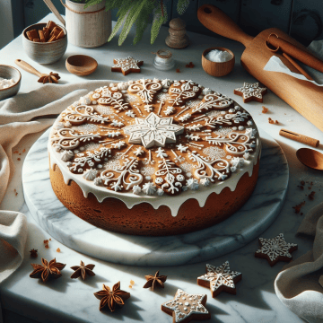 Christmas gingerbread cheesecake, ready to serve