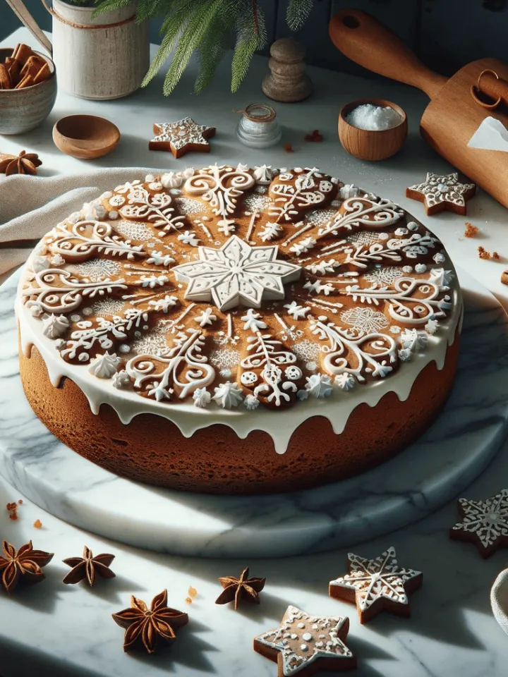 Christmas gingerbread cheesecake, ready to serve