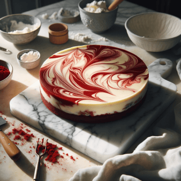 Christmas red velvet cheesecake, ready to serve