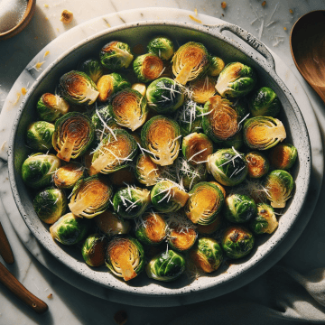 Oven-roasted Brussels sprouts, ready to serve