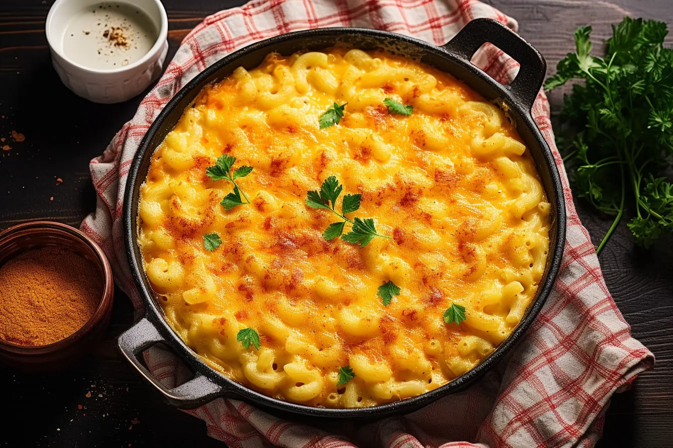 Popeyes' mac and cheese recipe in a pan