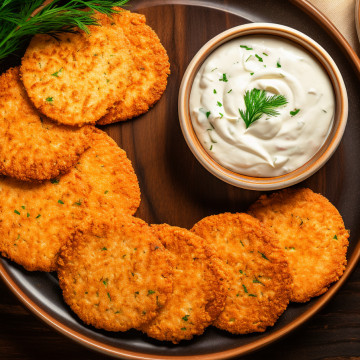 Salmon patties with dip