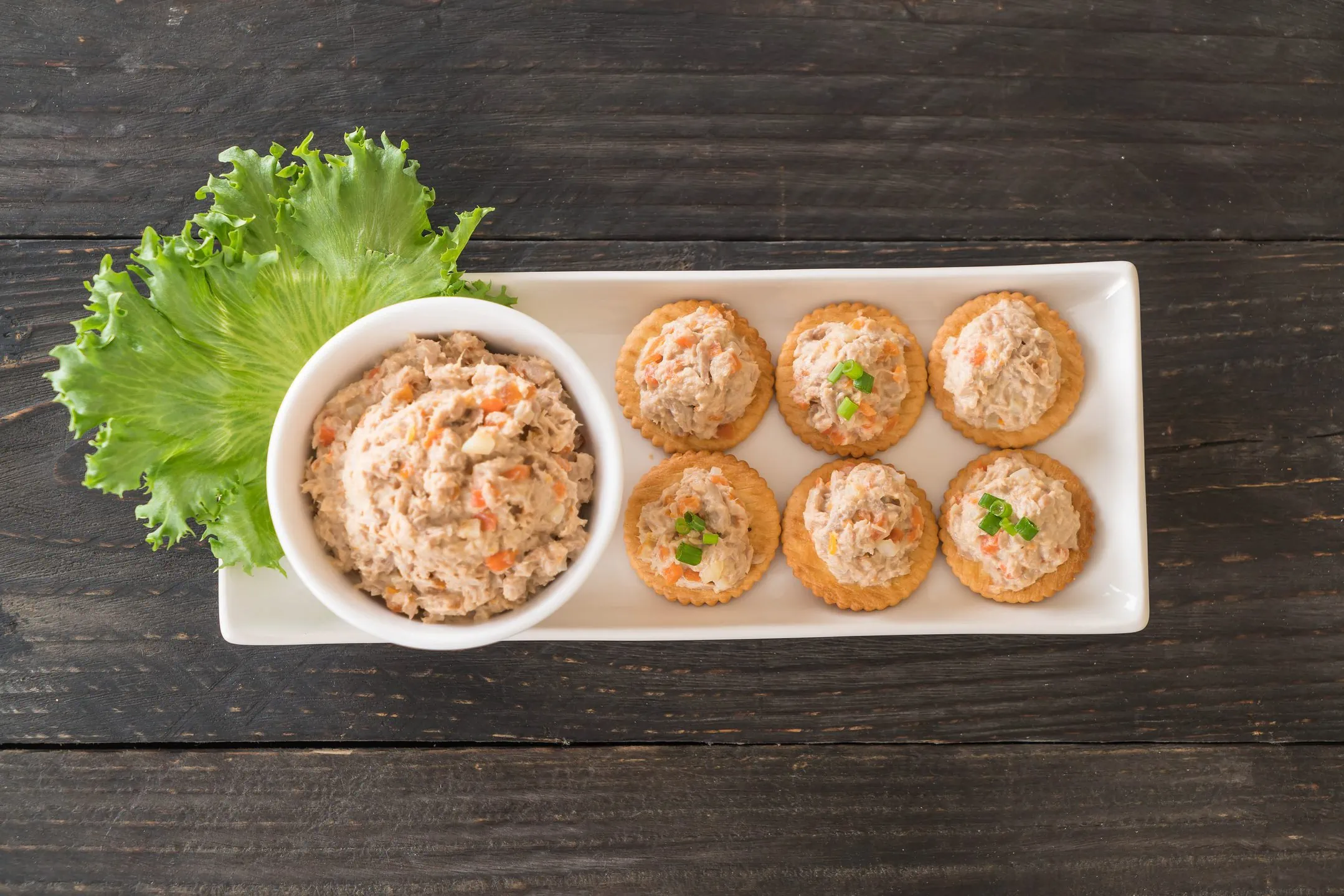 Smoked tuna dip with lettuce and cracker