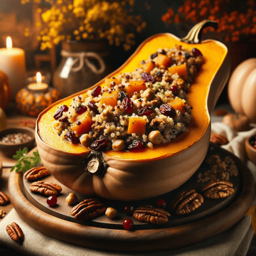 Stuffed butternut squash, ready to serve