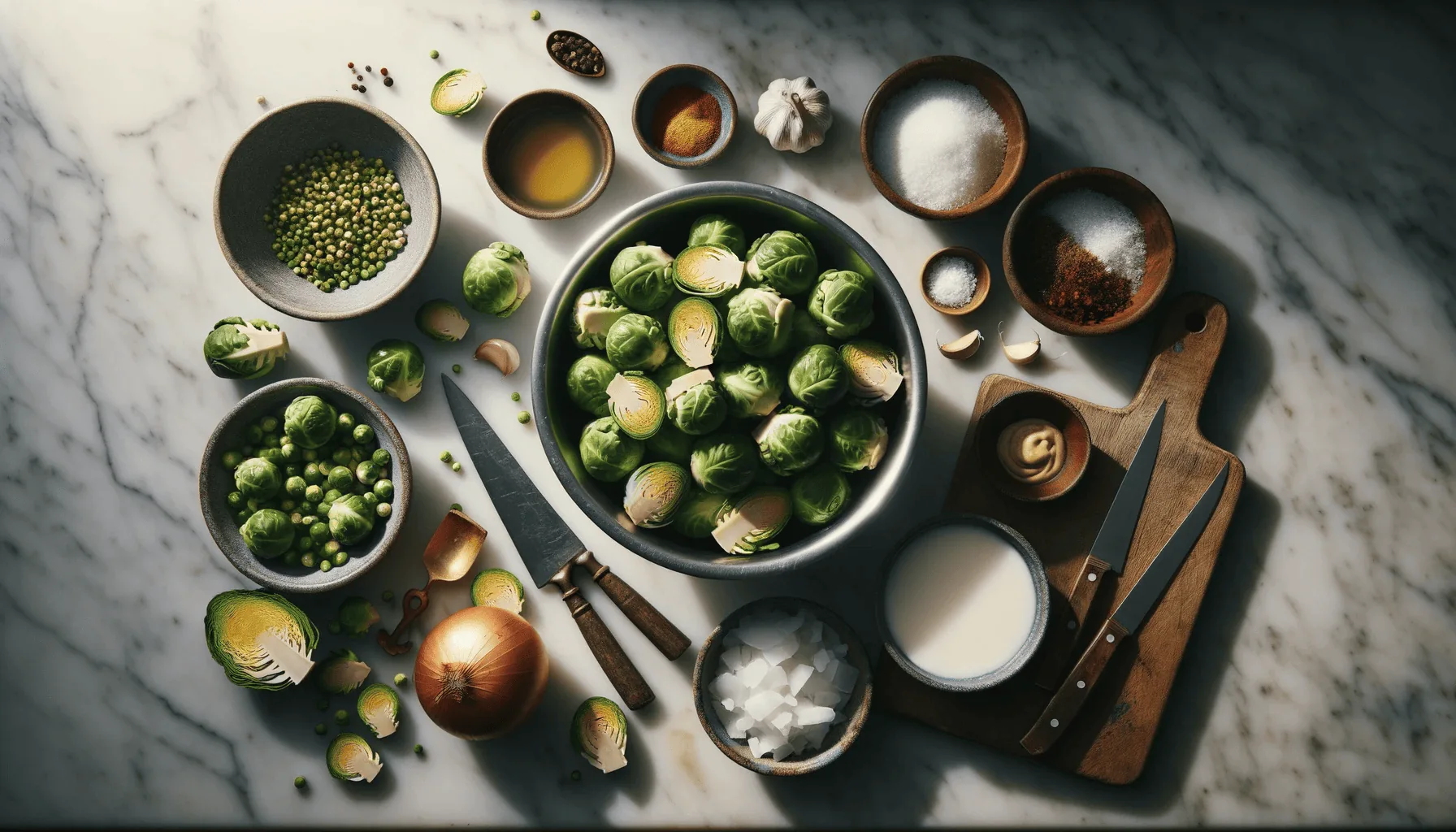 The ingredients for my vegan Brussel sprouts casserole recipe