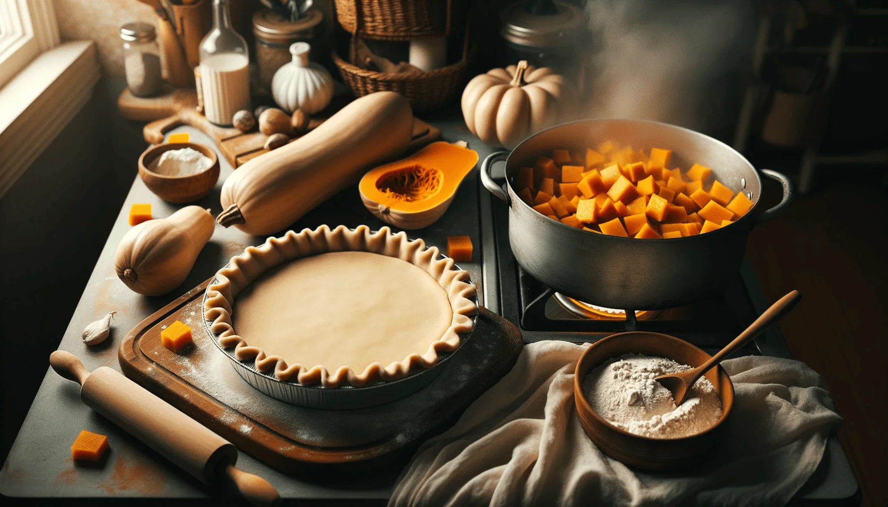 The making of butternut squash pie