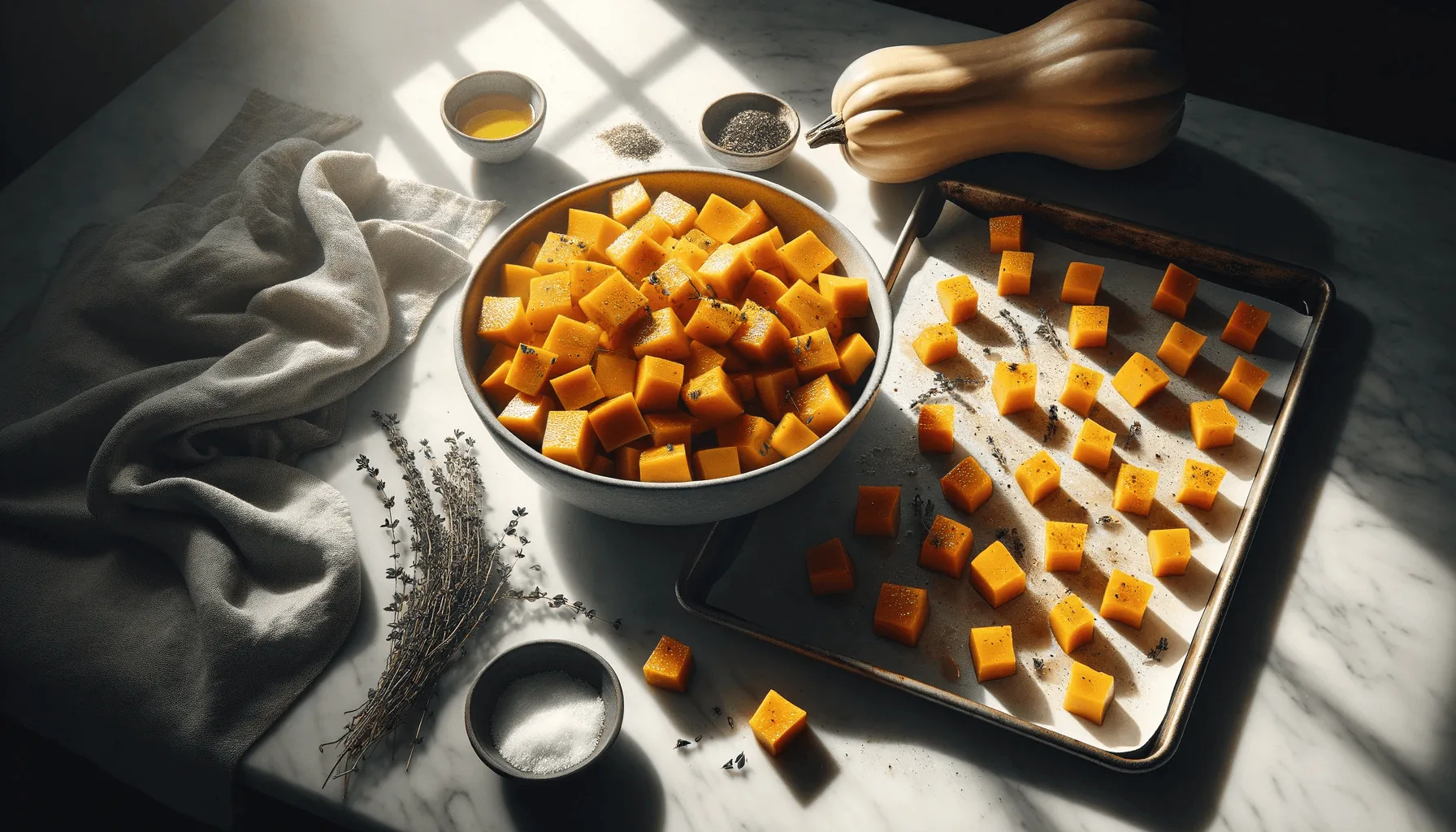 The making of honey-roasted butternut squash recipe
