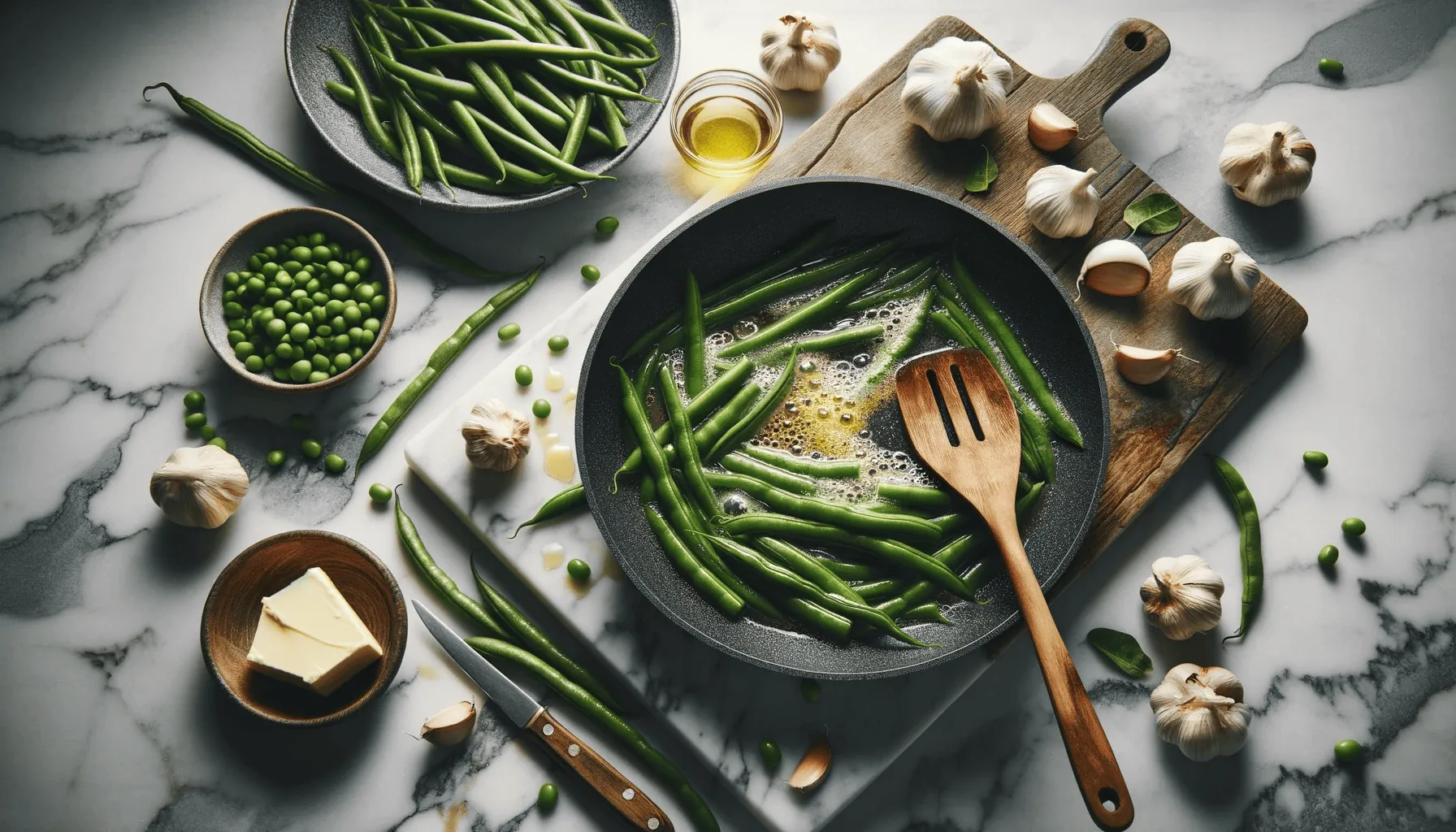 The making of maple-glazed green beans recipe