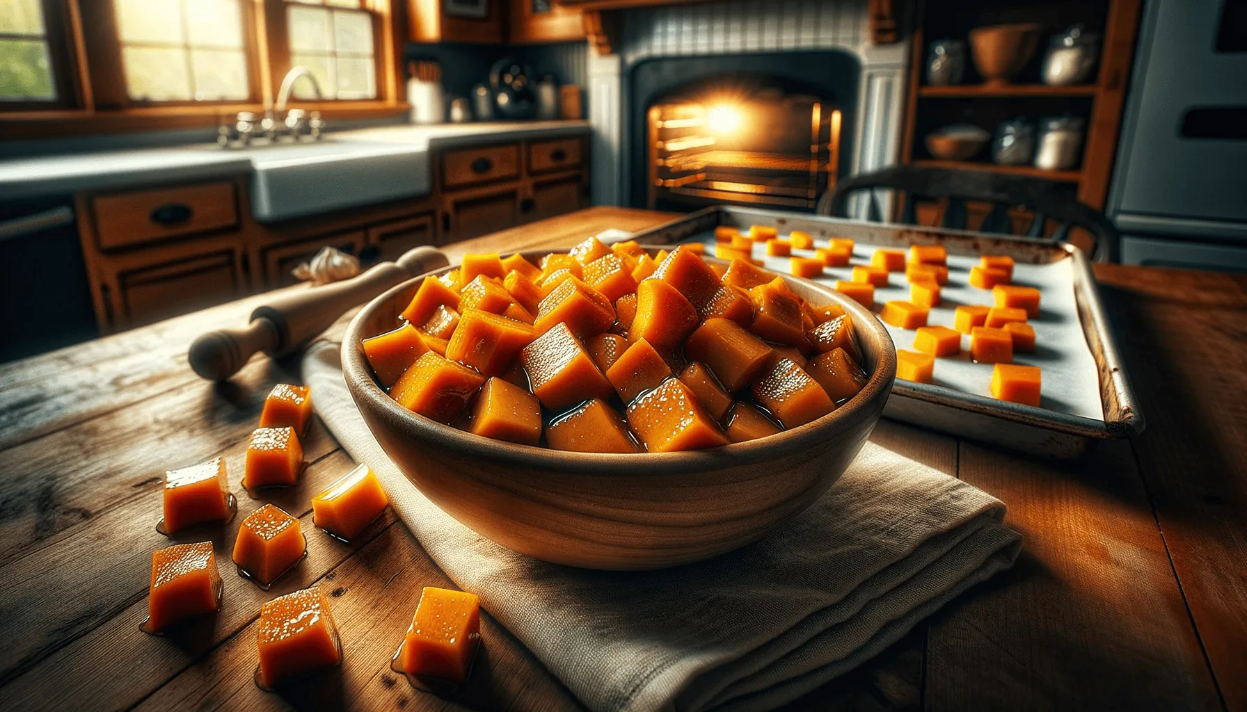 The making of maple-roasted butternut squash