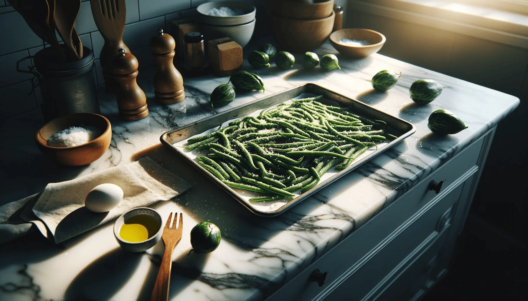 The making of parmesan green beans