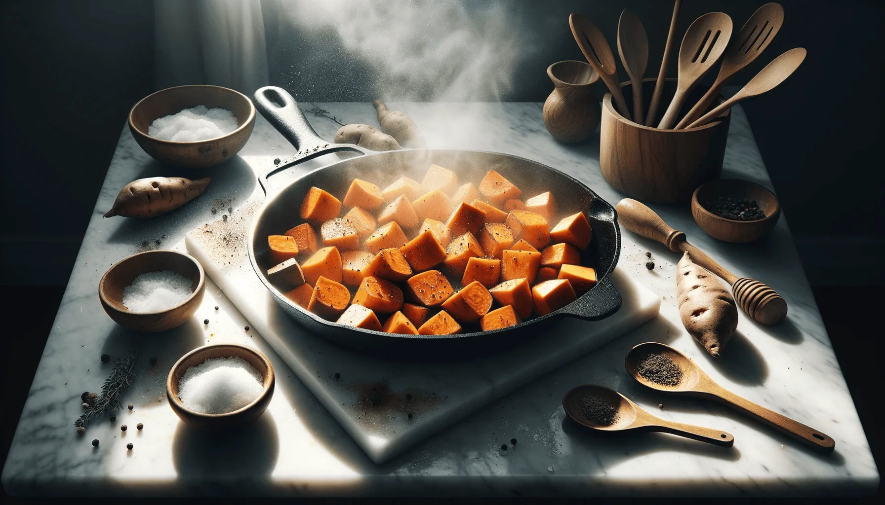 The making of roasted sweet potatoes