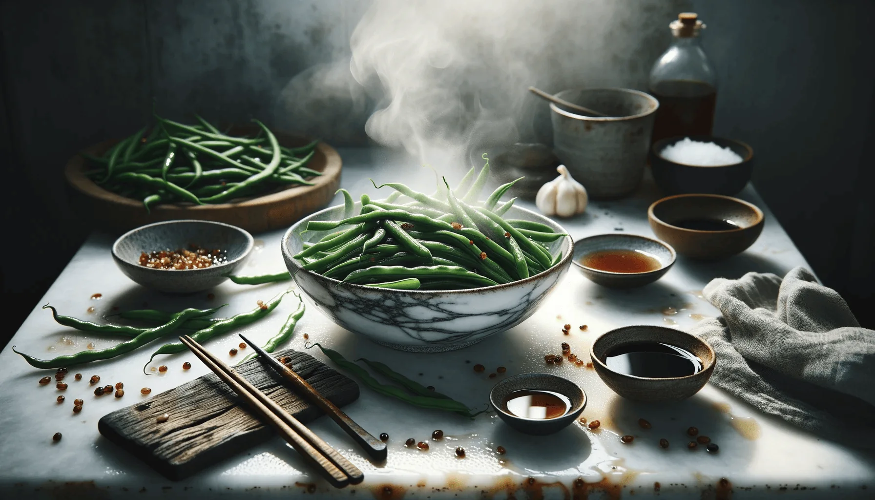 The making of soy-glazed green beans