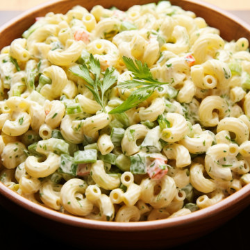 Zippy's macaroni salad recipe in a bowl