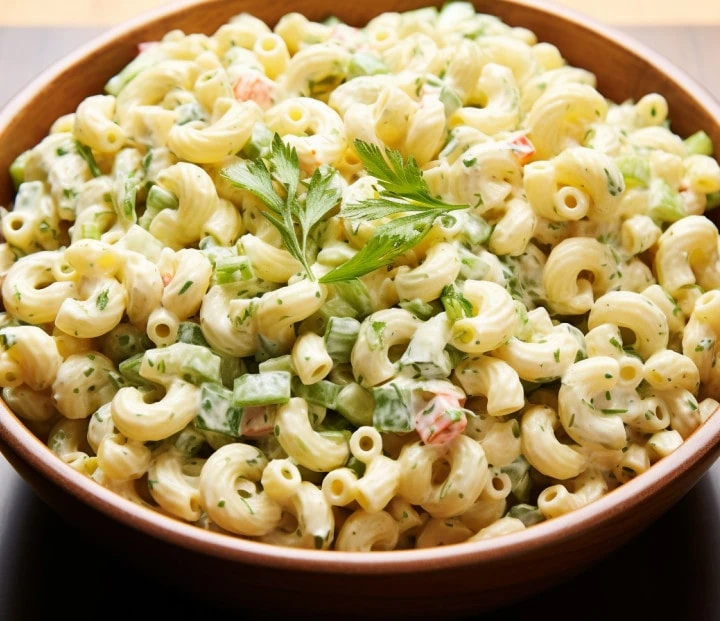 Zippy's macaroni salad recipe in a bowl