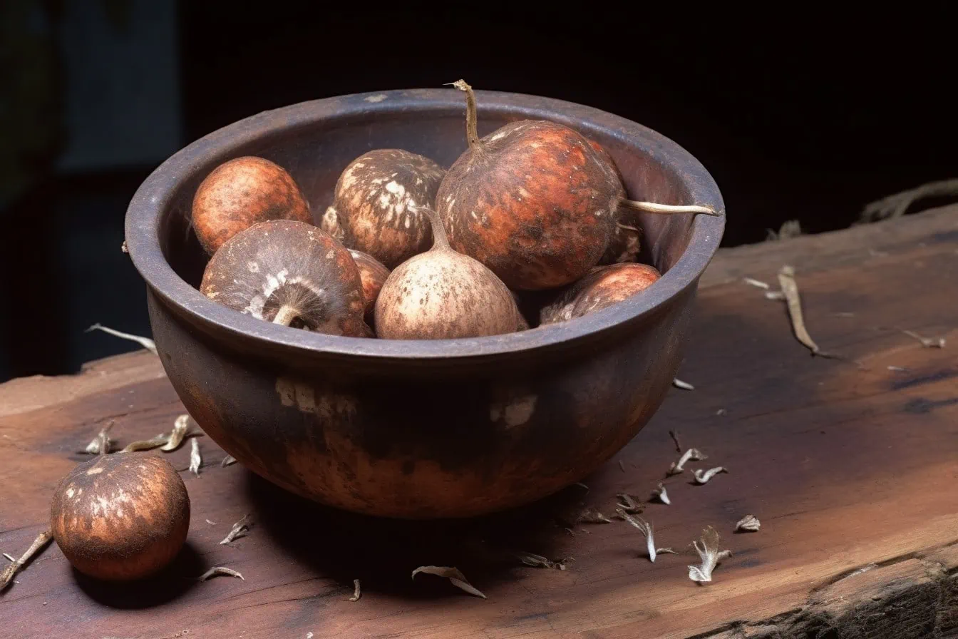 Beilschmiedia Bancroftii nuts in a bowl