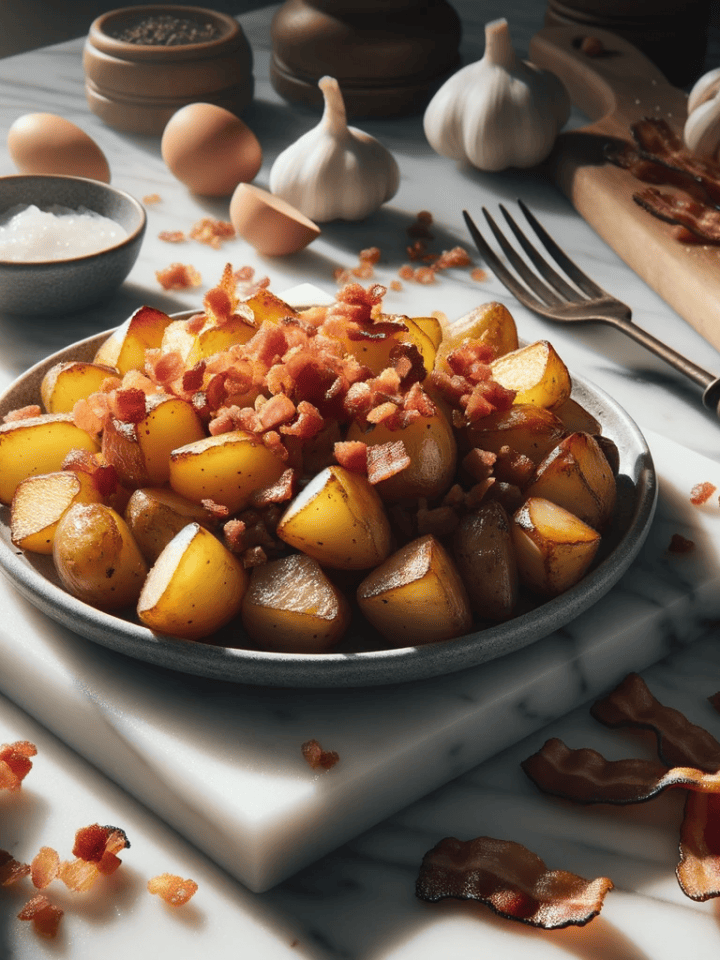 Bacon roasted potatoes recipe, ready to serve