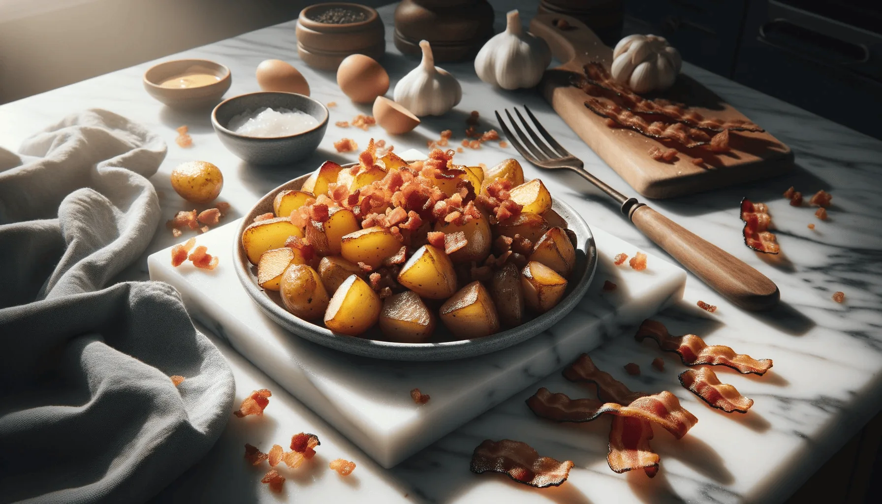 Bacon roasted potatoes recipe, ready to serve