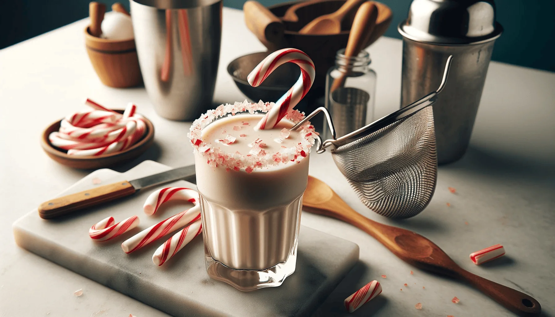 Candy cane martini, ready to serve
