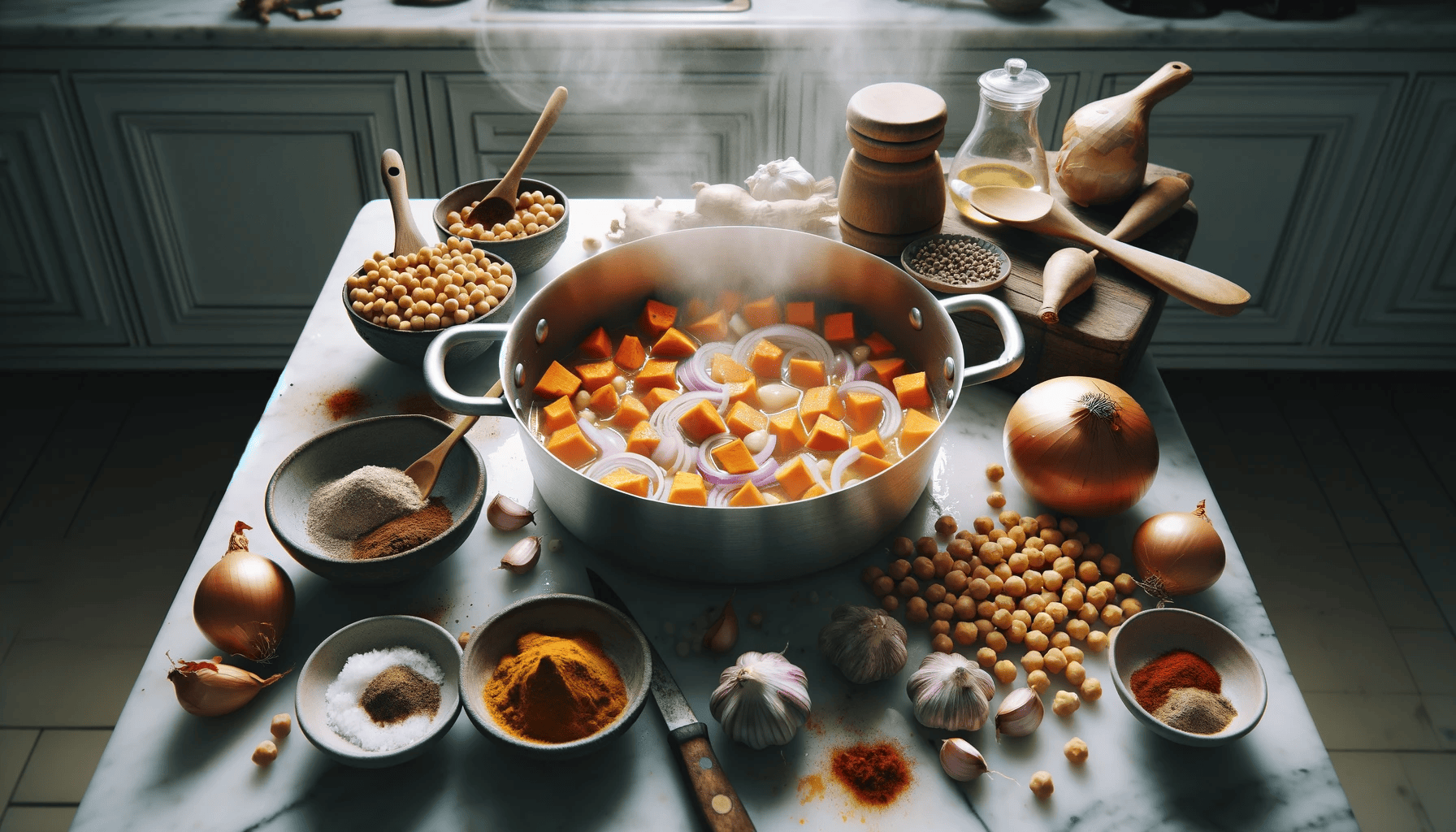 Mid-cooking stage with ingredients in the pot