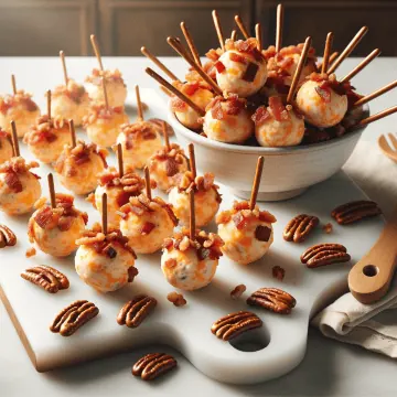 Pimento cheese and bacon mini cheese ball bites, ready to serve