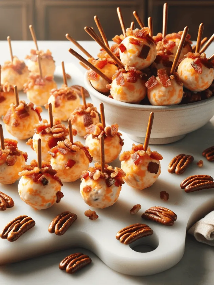 Pimento cheese and bacon mini cheese ball bites, ready to serve