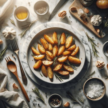 Rosemary roasted potatoes, ready to serve